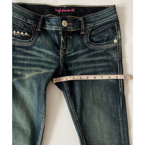 Tough Jeansmith USA Glamour Jeans Music Is Life Pearls Embroidered Low Rise - Picture 8 of 11